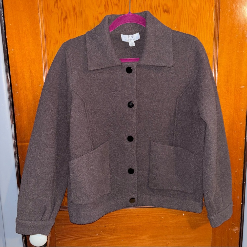 NWT | Women’s Magaschoni Textured Shirt Jacket Truffle - Picture 2 of 5